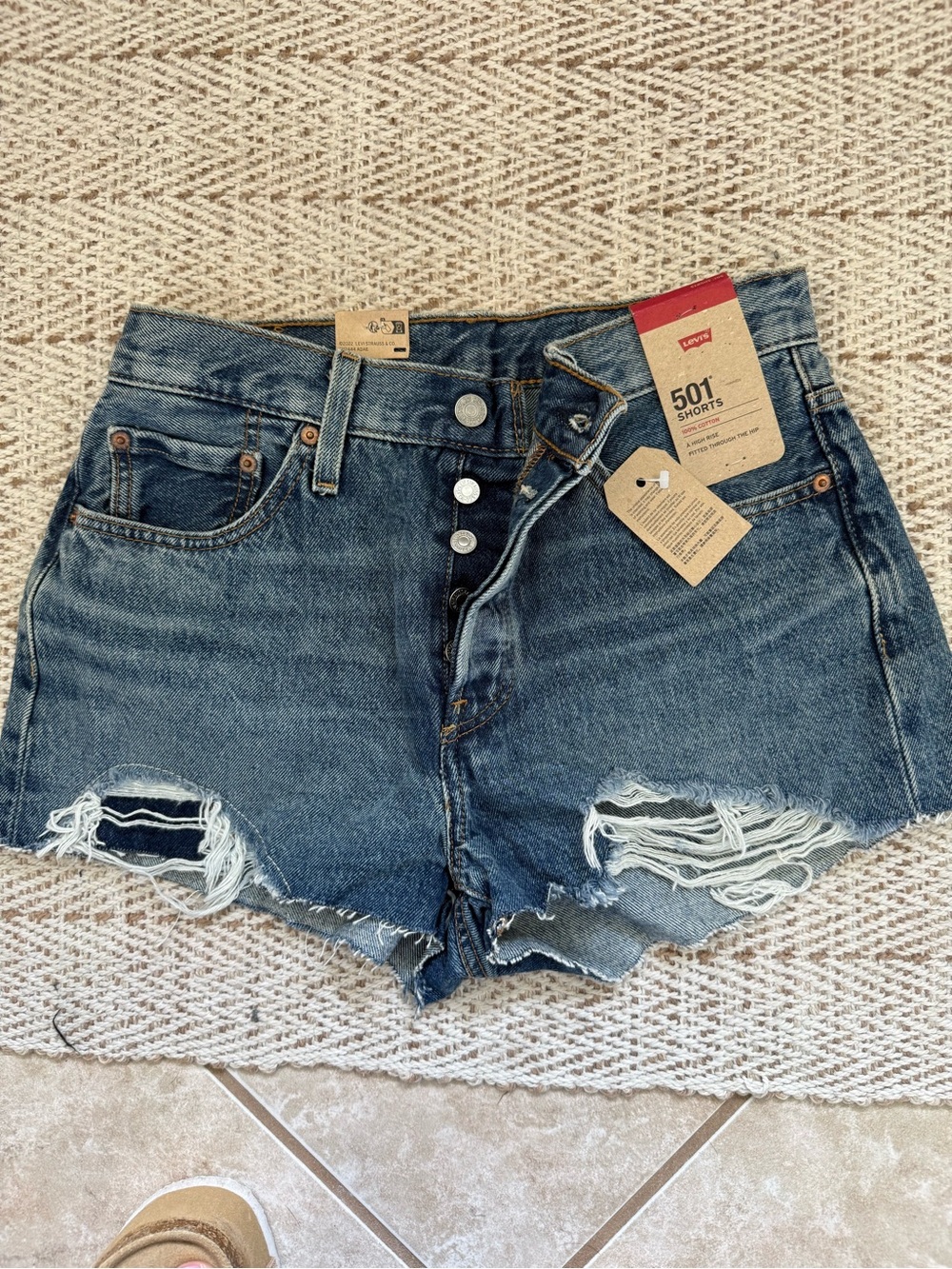 Levi's 501 Cutoff Distressed Denim Shorts in Blue